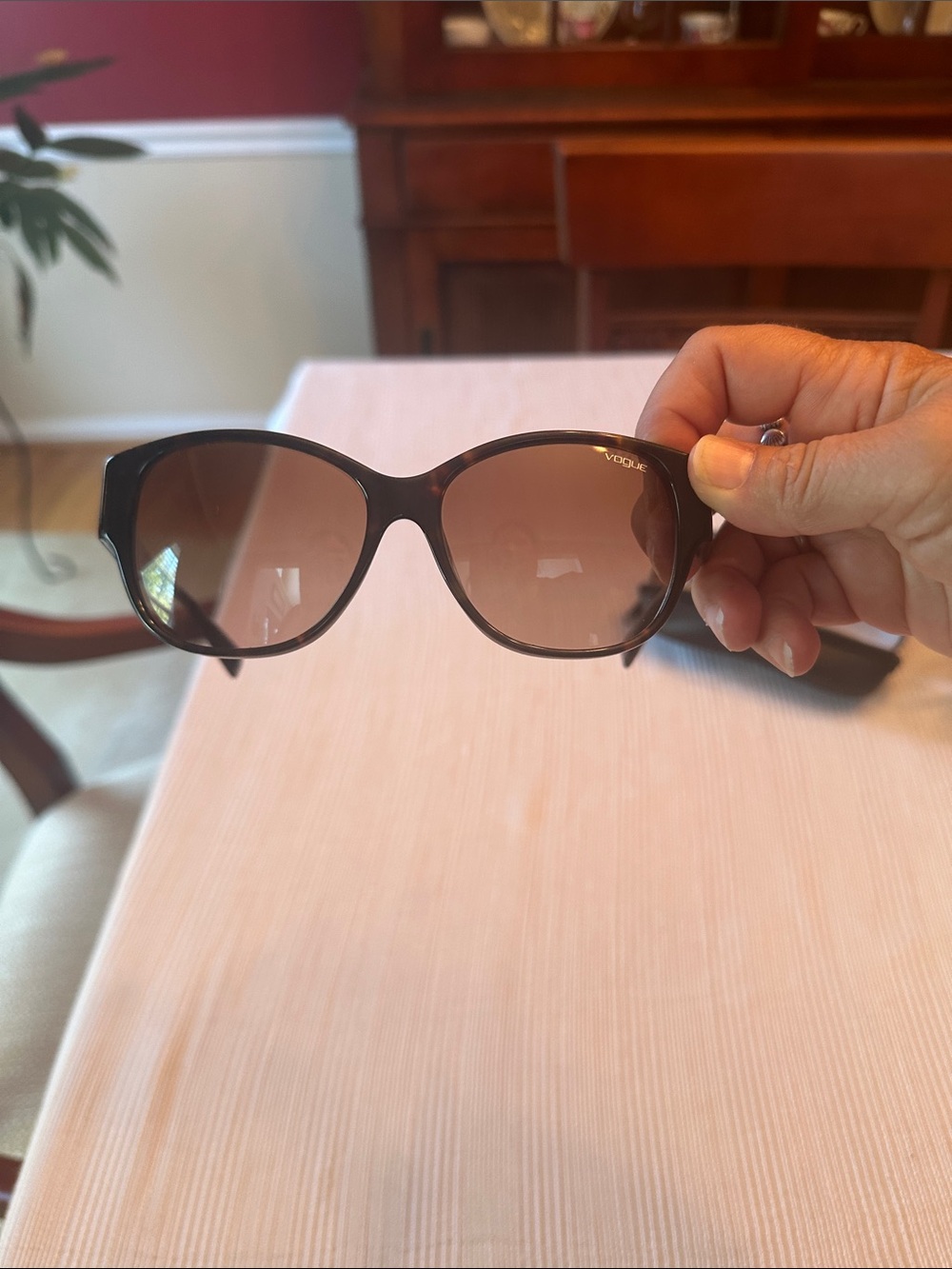 Vogue Brown Tortoiseshell Oversized Sunglasses with Brown Gradient Lenses
